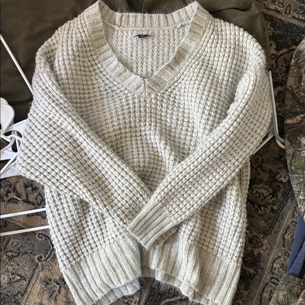 American Eagle Outfitters Cream Knit Sweater